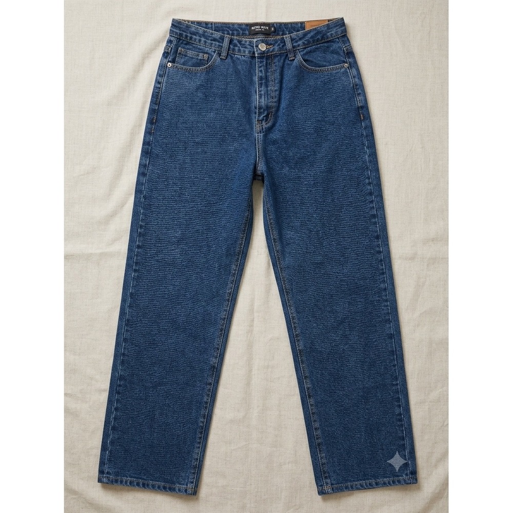 PrettyLittleThing Womens Blue Medium Wash Straight Leg Jeans Side Slit Size 12